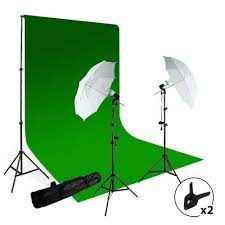 Lusana Studio Studio Photo Video Light Lighting Kit With Chromakey Green Screen Photo Backdrop Support System Green Screen Photo Greenscreen Umbrella Lights
