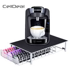 9 boxes containing 2 cleaning packets each. Home Garden Coffee Pod Machine Drawer Tassimo 60 Capsule Holder Dispenser Stand Storage Rack Kitchen Dining Bar