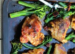 Sheet Pan Honey Balsamic Chicken Thighs With Broccolini Is No Fuss And Just Delicious The Most Honey Balsamic Chicken Balsamic Chicken Thighs Balsamic Chicken