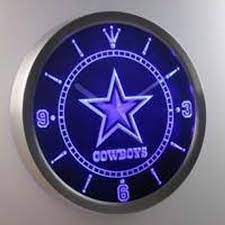Dallas Cowboys Nfl Clock Led Light Sign In 2021 Led Wall Clock Neon Clock Wall Clock