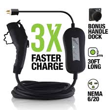 I have read 24ft somewhere but i would like to verify that. Level 2 Ev Charger By Ev Gear 30 Ft Portable Plug In Charger 240v Includes Handle Dock Works With All Electric Hybrid Cars Such As Chevy Volt Or Bolt Nissan Leaf Prius