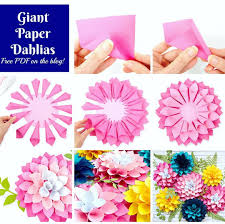 Giant Paper Dahlia Flowers Diy Paper Flower Tutorial Abbi Kirsten Colle Paper Flower Templates Free Printable Free Paper Flower Templates Paper Flowers Craft