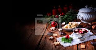 The polish christmas eve dinner consists of 12 dishes, one for each of the 12 apostles. Traditional Polish Christmas Eve Borscht With Dumplings Wall Stickers Rustic Christmas Dinner Vegan Myloview Com