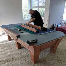 9 Foot Six Legged Pool Table Anaheim Hills Family Got The Table From A Neighbor Setup In Process Refelting W Pool Table Dimensions Pool Table Pool Table Room