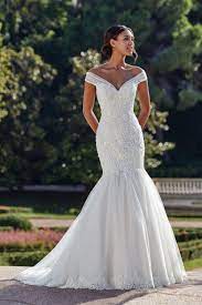 Sincerity 44148 Fit And Flare Wedding Gown Beaded Lace Bodice With A Tulle Fishtail Skirt Fit And Flare Wedding Dress Wedding Dresses Wedding Dress Trends