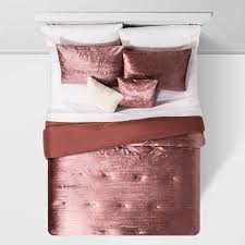 At your doorstep faster than ever. King Cortina Crinkle Velvet 5pc Bed Set Rose Rose Gold And Grey Bedroom Velvet Comforter Bedding Sets