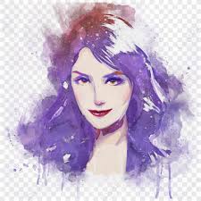 Mor Suluboya Kadın Portre Sıçramak Illüstrasyon Elle çizilmiş  öğeleri,soyut,el Boya Ücretsiz Grafik Resim İndir