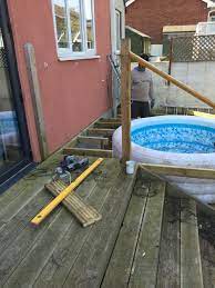 We also opted for the lay z spa floor protector and the drink holder which clips to the side of the spa and allows you to place 2 drinks and some snacks in the center. Building A Separate Deck To Enclose Lazy Spa Hot Tub Backyard Lazy Spa Spa Deck