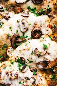 Creamy Mushroom Chicken With Cheese Cooking Frog Recipe Baked Chicken And Mushrooms Chicken Mushroom Recipes Cheesy Baked Chicken