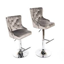Best modern home design and furniture ideas for swivel bar stools without backs. Light Grey Velvet Knocker Back Chrome Swivel Bar Stool Scoutabout Interiors