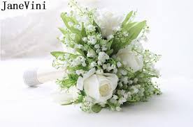 Buy wedding bouquets and get the best deals at the lowest prices on ebay! Janevini Korea White Bridal Wedding Bouquet Rustic Artificial Lily Of The Valley Rose Green Leaves Flower Bride Hand Bouquet Wedding Bouquets Aliexpress