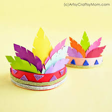 Indian feather cut outs | template 1 , template 2 , template 3. Native American Headband Thanksgiving Craft