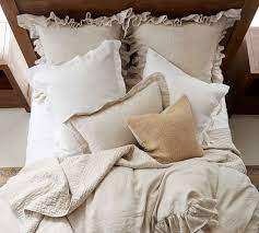 Check out our linen duvet cover selection for the very best in unique or custom, handmade pieces from our duvet covers shops. Belgian Flax Linen Raw Edge Ruffle Solid Duvet Cover Flax Pottery Barn