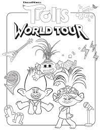Free printable trolls and giants coloring pages for kids. Free Trolls World Tour Coloring Sheets Kids Activities