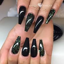 Black With Custom Mixed Glitter On Chanelaaso Black Chrome Nails Black Nails With Glitter Acrylic Nails Coffin Glitter