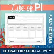 Editable Life Of Pi Animal Symbolism Chart Review Activity