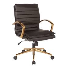 Black And Rose Gold Desk Chair Opheim Conference Chair Faux Leather Chair Osp Home Furnishings Leather Office Chair