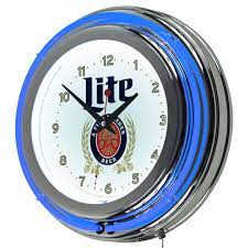 One is an accent colored neon ring on the exterior and the other is a brilliant white neon ring on the interior of the clock to light up your favorite logo. Trademark Global Miller Lite Double Ring Neon 12 Wall Clock Wayfair