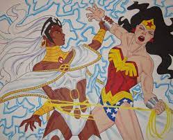 Storm vs Wonder Woman, in James Pauley's Storm Comic Art Gallery Room