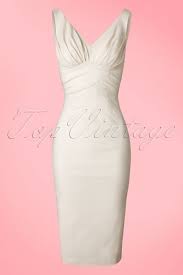 Topvintage Exclusive 50s Maeve Pencil Dress In Ivory Pencil Dress White Pencil Dress Fashion