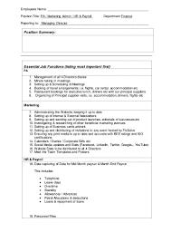 Jiahua (java) xu institute of insurance economics london, april 2018. Pa Marketing Admin Hr Payroll Job Profile