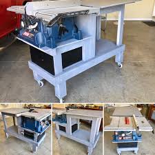 Mobile Table Saw Unit Built With Leftover Scraps And Kreg Joinery No Plans Available But Is About 5 1 2 Ft Long And 32 Inche Mobile Table Table Saw The Unit