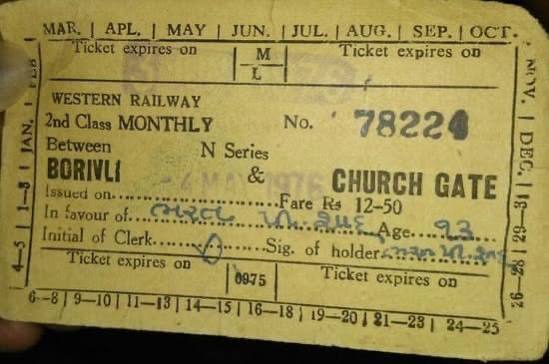 1976: Borivali - Churchgate Train Pass Rs 12.50 #IndianRailways #mumbailocal