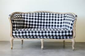Black And White Buffalo Check Chair Anthropologie Style French Country Black White Buffalo Check Sofa Settee 63 L Unbranded Traditiona Checked Sofa French Country Furniture Black Fabric Sofa
