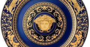Lkarus Medusa Porcelain Wall Plate By Versace Blue Dinnerware Versace Home Luxury Tableware