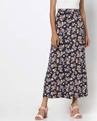 floral print straight cotton skirt