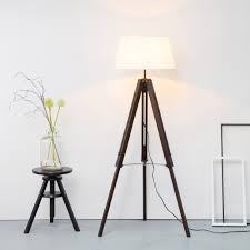 Stativ Stehleuchte Mit Textilschirm Tripod Dreibein Aus Holz H