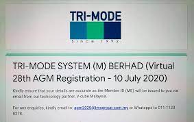 The company operates in the other support activities for transportation industry. V Cube Malaysia Tri Mode System M Berhad Virtual Agm Facebook