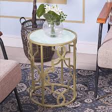 Homcom 0.78 inch thick glass waterfall coffee table rectangle acrylic. Buy Gold Round Nesting End Side Tables Glass Top Set Of 2 Stacking Small Coffee Tables For Small Space Living Room Bedroom 16 5x22 14x19 Online In Indonesia B0836lwtn3