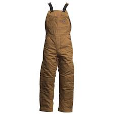 lapco fr 12oz cotton duck insulated bib overalls brown