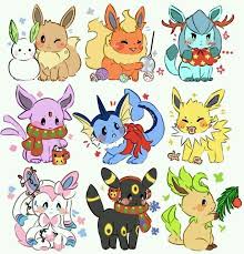 All Of The Eevee Evolutions Is Celebrating Christmas Pokemon Eeveelutions Cute Pokemon Eevee Cute