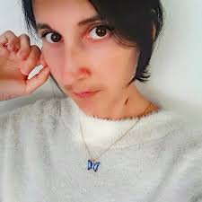 Collier papillon verre bleu