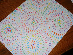 Start with about three small ﬂower shapes, leaving lots of room between each one. Simple Art Projects Ten Kids And A Dog Easy Art Firework Drawings How To Draw Fireworks Easy Art Projects Fireworks Art