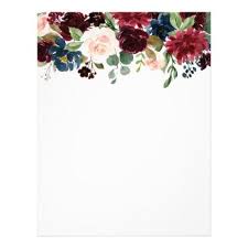 Burgundy Blue Watercolor Flowers Border Letterhead Romantic Gifts Ideas Love Beautiful Floral Border Design Watercolor Flowers Flower Border