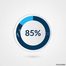 85 Percent Blue Grey And White Pie Chart Percentage Vector