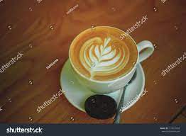Cup Of Cappuccino With Beautiful Latte Art On Wooden Plate Morning Coffee For Couple In Love Hot Coffee Top Vie Ad Ad Art W Latte Art Latte Cappuccino