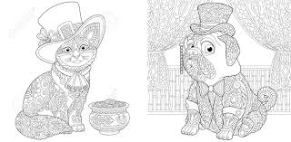 Finding the right dog can make a positive difference in a senior's life. Animal Coloring Pages Leprechaun Cat With Gold Pot And Pug Dog In Retro Tuxedo And Hat Line Art Design For Adult Or Kids Colouring Book In Zentangle Style Vector Illustration Royalty Free
