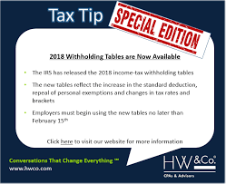 Tax Tip Special Edition Updated 2018 Income Tax
