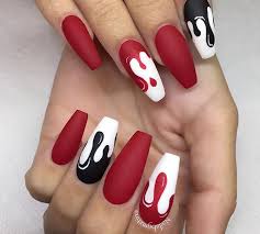 Acrylic Black And Red Coffin Nails Red Nail Designs Acrylic Coffin Best Of Pin By Jianna Dyz On Red Nails Red Gel Nails Halloween Nail Designs