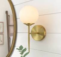 Modern Brass 1-Light Frosted Glass Globe Wall Sconce | Farmhouze Light