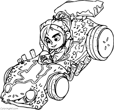 Hence, when it comes to painting the sketches of race cars, you would find them bubbling with energy. Vanellope Driving Her Racing Car Coloring Page Coloringall