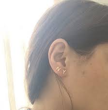 Gold Initial Stud Earrings Alphabet Earring Post 14k Gold Etsy Canada