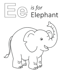 Elephant mother with elephant baby. Learning Letter E In The Alphabet Playing Learning