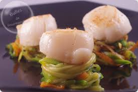 Saint Jacques A L Huile De Truffe Sur Nid De Spaghettis De Legumes Spaghetti De Legumes Huile De Truffe Truffe