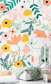 Flower Wallpaper Large Floral Wallpaper Murals Wallpaper Kid Room Decor Wall Color Schemes Home Decor
