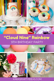 Birthday Party Craft Ideas For 9 Year Olds Cloud Nine Rainbow 9th Birthday Party In 2020 With Images 9th Birthday Parties Girls Birthday Party Diy Shopkins Birthday Party
